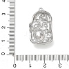 304 Stainless Steel Micro Pave Clear Cubic Zirconia with Pink Enamel & Plastic Pearl Pendants SA-CBA50C9-02P-3