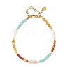 Faceted Natural Yellow Opal & Amazonite & Carnelian Beaded Bracelets for Women BJEW-JB14487-3
