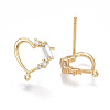 Brass Cubic Zirconia Stud Earring Findings KK-S350-001G-2