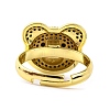 Bear Brass Micro Pave Cubic Zirconia Open Cuff Ring for Women RJEW-U003-22F-G-3
