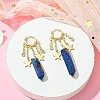 Dyed Natural Quartz Crystal Bullet Dangle Hoop Earrings EJEW-TA00292-01-2