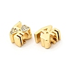 Brass Micro Pave Clear Cubic Zirconia European Beads KK-P344-03G-2
