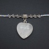 Natural Gemstone Heart Pendant Colorful Glass Seed Beads Beaded Necklaces for Women VA8487-3-3