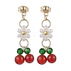 Cherry & Flower Glass Dangle Earrings EJEW-JE06172-01-1