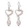 Heart with Teardrop Electroplate Glass Dangle Earrings for Women EJEW-JE06803-01-3