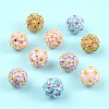 10Pcs 5 Colors Polymer Clay Rhinestone Beads with Resin RESI-YW0005-99-2