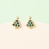 Brass Micro Pave Cubic Zirconia Charistmas Tree Stud Earrings EJEW-L278-09G-2