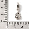 Brass Clear Cubic Zirconia European Dangle Charms KK-C072-42P-3