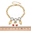 Duo Tone 304 Stainless Steel Enamel Red Cherry Leaf Charm Bracelets for Women SA-CBA717A-05G-3