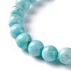 Natural Larimar Round Beaded Stretch Bracelet BJEW-A120-01C-4