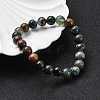 Natural Indian Agate Beaded Stretch Bracelets BJEW-I253-8mm-11-6