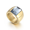 304 Stainless Steel & Glass Finger Rings FS-WGBA2F3-19-1