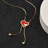 PVD Vacuum Plating 304 Stainless Steel Enamel Heart Pendant Necklaces NJEW-C063-04G-3