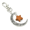 Alloy Moon & Wood Star Pendant Decorations HJEW-JM02180-02-4