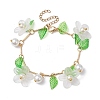 Acrylic Flower & Glass Pearl Charm Bracelets BJEW-JB10054-3