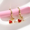 Heart Brass ABS Imitation Pearl Hoop Earrings EJEW-M077-18G-4
