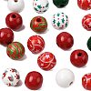 50Pcs 7 Colors Christmas Spray Painted Wood European Beads WOOD-FS0002-43-2