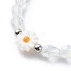 Natural Shell Daisy Flower Stretch Bracelet and Pendant Necklace SJEW-JS01252-5