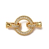 Ring Brass Micro Pave Clear Cubic Zirconia Fold Over Clasps KK-Z121-22G-02-1