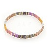 Bohemian Style Rainbow Tila Glass Bead Woven Stripe Bracelet for Women HA7493-7-1