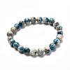 Natural K2 Stone/Raindrop Azurite Round Beads Stretch Bracelet for Men Women BJEW-JB06812-1