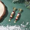 Christmas Theme Brass Clear Cubic Zirconia Dangle Stud Earrings EJEW-MZ00552-02-1