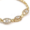 Cubic Zirconia Oval Link Chain Bracelet BJEW-Z069-01G-01-2