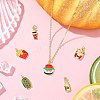 6Pcs 6 Styles Food Brass Pendants KK-CJ0003-63-6