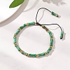 Natural Dyed Imperial Jasper & Brass Beads Braided Bead Bracelets BJEW-JB13418-02-1