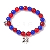 2Pcs 10mm Round Natural White Jade & Red Glass & Blue Cat Eye Beaded Stretch Bracelet Sets for Lover BJEW-JB10325-05-3