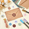 Brass Wax Seal Stamps with Rosewood Handle AJEW-WH0412-0051-4