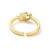 Clear Cubic Zirconia Interlocking Heart Open Cuff Ring RJEW-H127-08G-3