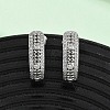 Brass Micro Pave Clear Cubic Zirconia J-Shaped Stud Earrings EJEW-B153-18P-1
