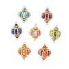 7Pcs 7 Colors Dyed Synthetic Imperial Jasper & Handmade Glass Seed Beaded Rhombus Connector Charms PALLOY-MZ00960-1