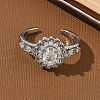Brass Micro Pave Cubic Zirconia Cuff Open Rings RJEW-C163-19P-2