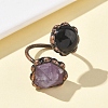 Natural Amethyst & Obsidian Rings RJEW-B122-04R-03-2