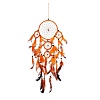 Handmade Round Polyester Woven Net/Web with Feather Wall Hanging Decoration HJEW-G015-01-2