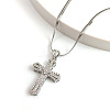 Brass Micro Pave Clear Cubic Zirconia Cross Pendant Necklaces NJEW-K273-03P-1