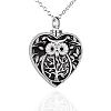 Alloy Heart with Owl Urn Ashes Pendant Necklace with Enamel BOTT-PW0002-014P-1