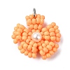 Glass Seed Beaded Daisy Pendants PALLOY-MZ00462-2