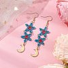 Star Glass Seed Beaded Dangle Earrings for Women EJEW-MZ00206-4