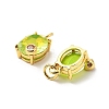 Oval Brass Micro Pave Cubic Zirconia Pendants KK-L237-020G-3
