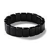 Natural Dyed & Heated Black Agate Beaded Stretch Bracelets for Men BJEW-C081-03-1