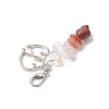 Natural Rose Quartz & Red Jasper Chips Pendant Decoration HJEW-JM02100-05-5