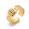 Square 304 Stainless Steel Open Cuff Rings for Women Men RJEW-A052-06G-4