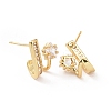 Clear Cubic Zirconia Star Stud Earrings EJEW-C040-04G-2