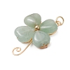 Natural Green Aventurine Copper Wire Wrapped Shamrock Pendants PALLOY-JF02972-01-3