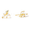 Mini 3D Willow Leaf Brass Clear Cubic Zirconia Stud Earrings Fashion Accessories NO4819-5