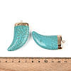 Dyed Synthetic Turquoise Tusk Shape Big Pendants TURQ-T004-22-3