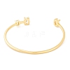 Brass Pave Clear Cubic Zirconia Oval Open Cuff Bangles for Women BJEW-S147-23G-3